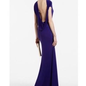 BCBG purple floor length dress with open back